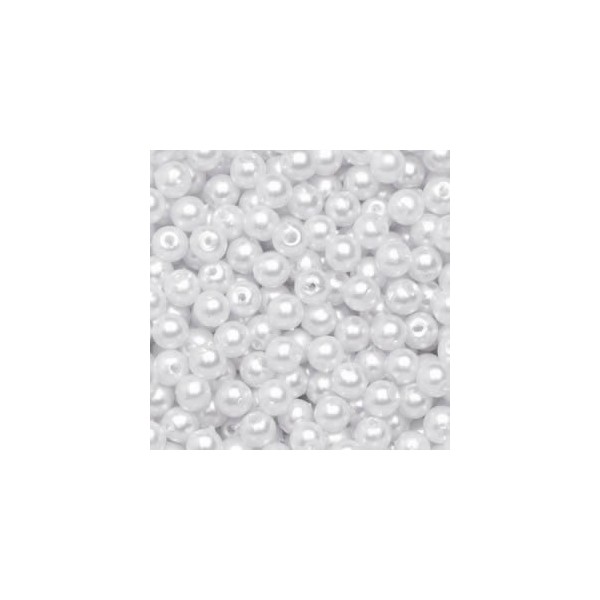 Perles de décoration, 8mm, 75g, blanc