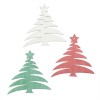 Sapins en bois blanc/vert / rouge, 12 pcs