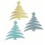 Wood.Trees blue / turquese / gold, 12 pcs