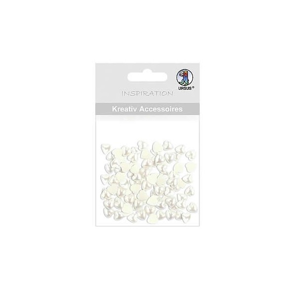 Ursus - Half pearls heart 8mm, 50 pcs, mother-of-pearl