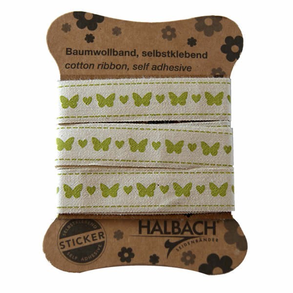 Stoff-Rolle selbstklebend, weiss mit Schmetterlinge