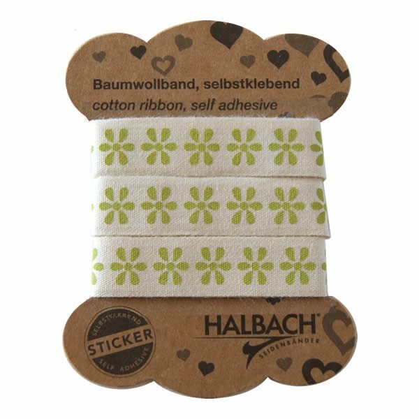 Adhesive Fabric Tape, white with flowers