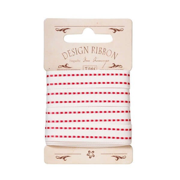 Tilda - Ruban couture blanc/rouge