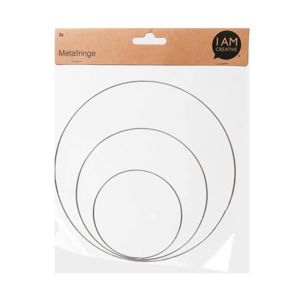 Anneau en métal argent, ø10/15/20 cm, 3 pcs