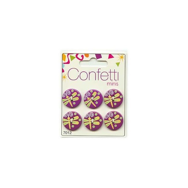 Boutons Confetti Minis - Dragonfly, 6 pcs