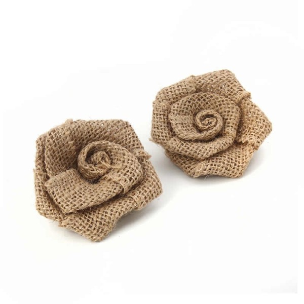 Burlap flowers, 6x6cm, 5 pcs