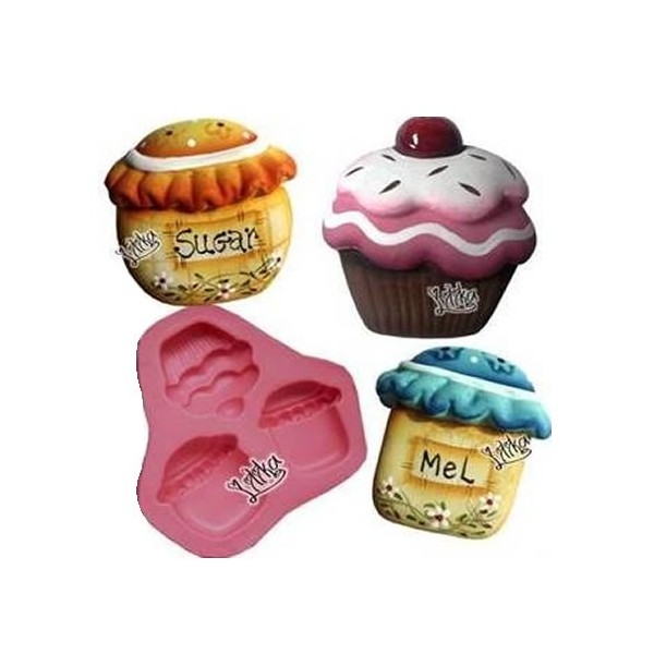 Molde de silicona cupcake/tarro de mermelada