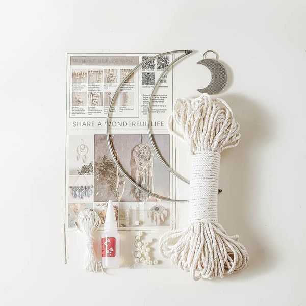 Dreamcatcher, kit lune marcramé blanc