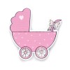 Holzkinderwagen, rosa, 35x40mm, 6 Stk