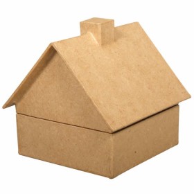 Boîte en papier mâché chalet 11x11cm