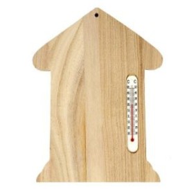 Tabla de madera casita con termómetro 23.5x16.5cm