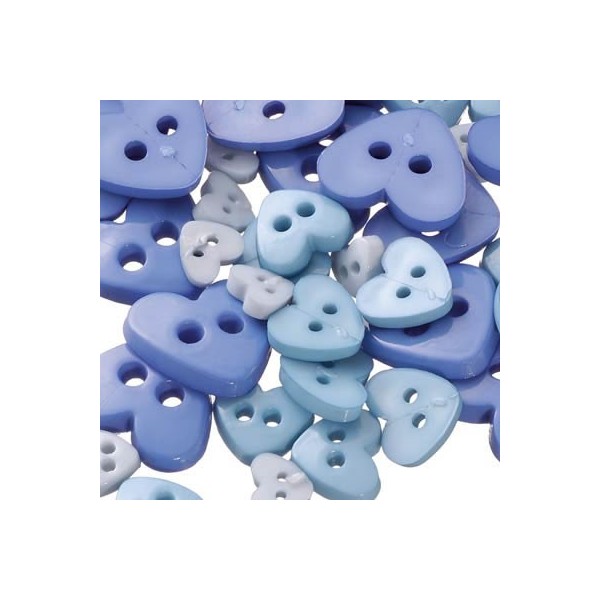 Boutons "Mix de coeurs", bleu, 7g