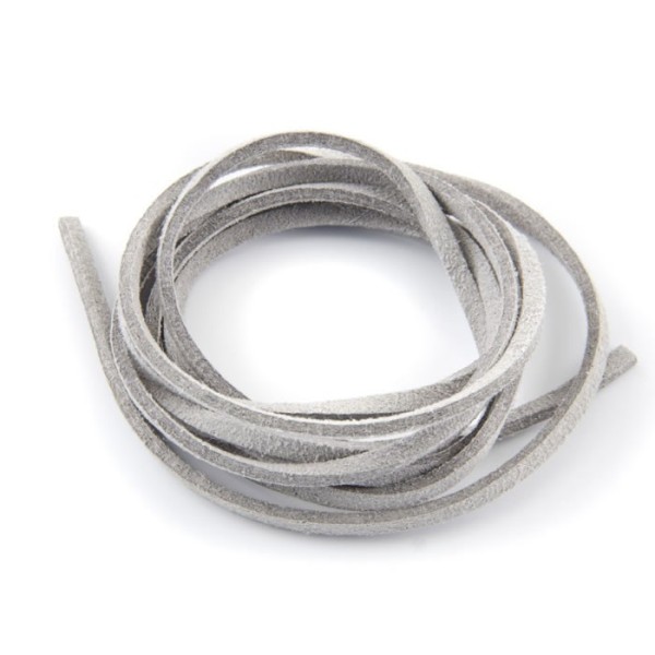 Lacet suédine plat 3mm, gris clair, 3m