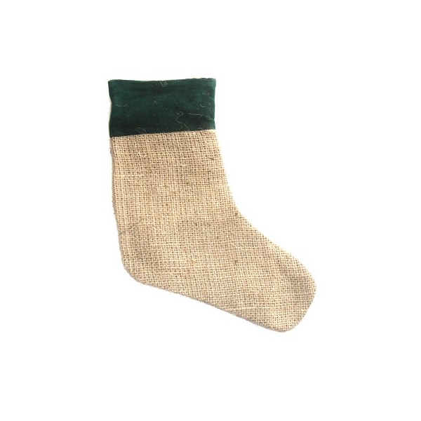 Jute boot, green border, 26cm