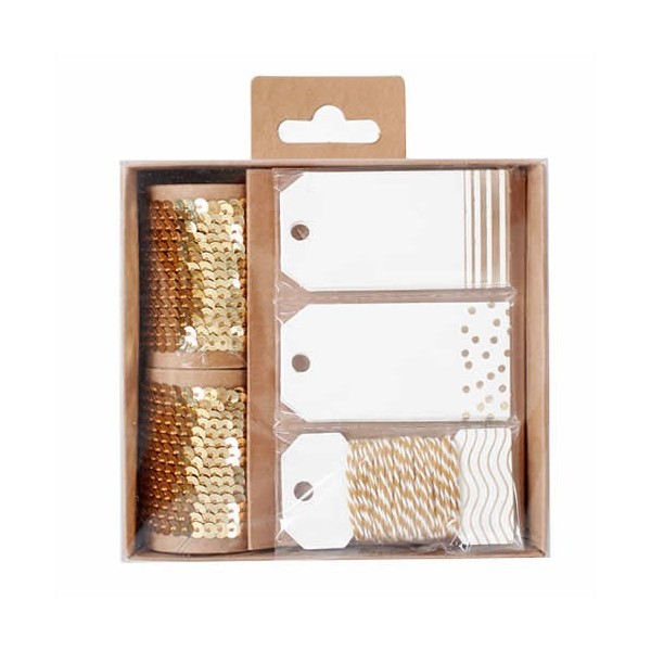 Paillettes & Tags, set oro