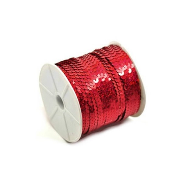 Ribbon with sequins, red,  5m/0.6mm