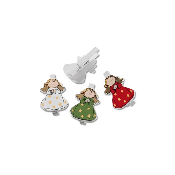 Pincettes Noël, Anges rouge/blanc/vert