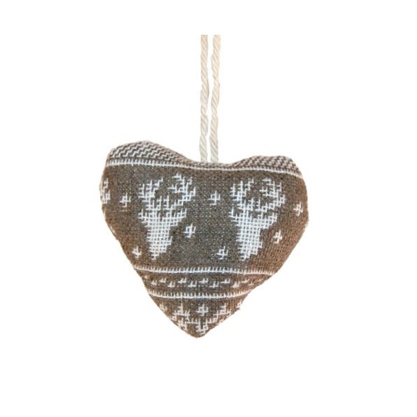 Heart nordic style, 7x7cm, brown