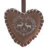 Felt heart brown with reindeer 11cm
