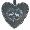 Corazon de fieltro gris con reno, 11cm