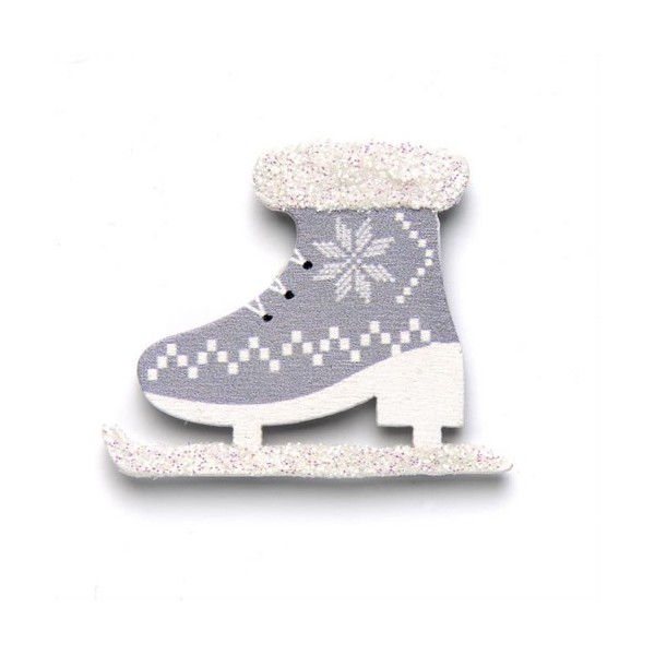 Wooden skates, 4x3.2cm, 6pces, grey