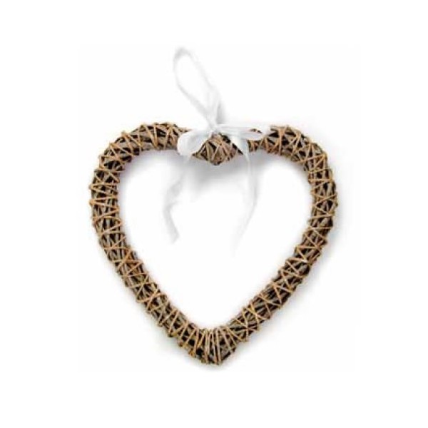 Rattan heart grey, 25cm