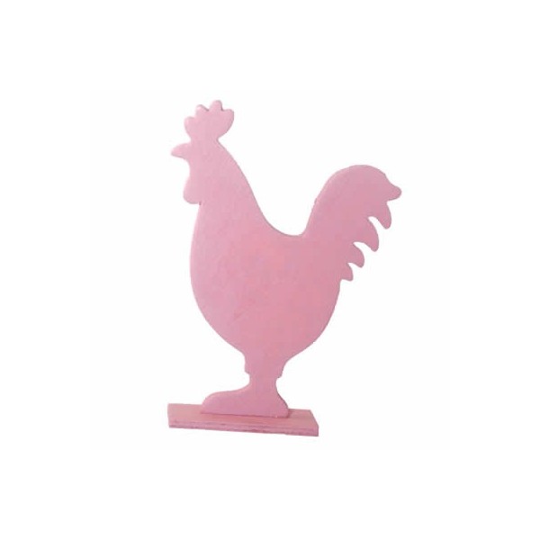 Gallo de madera, rosa, 15cm