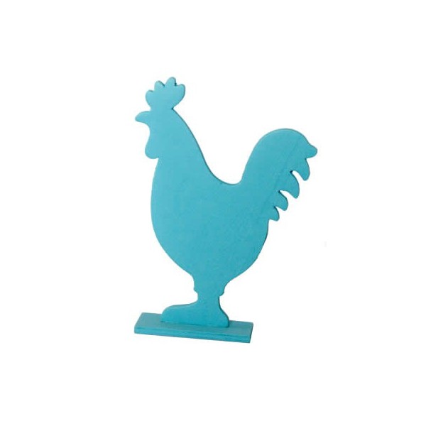 Gallo de madera, azul, 15cm