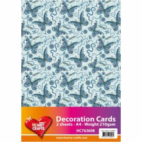 Papier A4 papillons, bleu, 2 feuilles