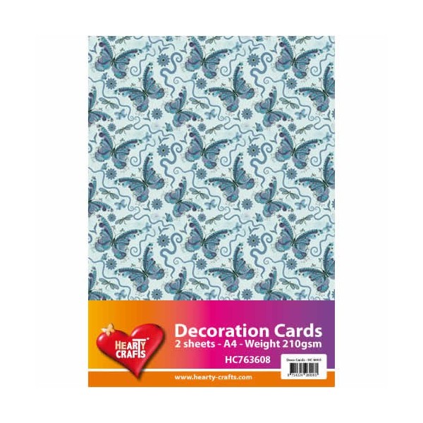 Papier A4 papillons, bleu, 2 feuilles