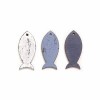 Poissons en bois, bleu/blanc, 4cm, 6 pcs