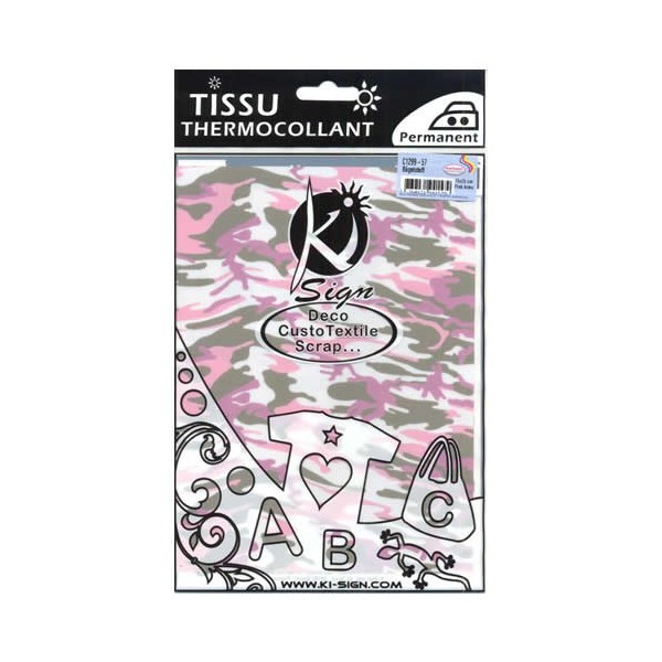 Iron-on fabric, army pink/kaki