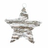 Star made of wicker, linen and glittered cotton, 25cm