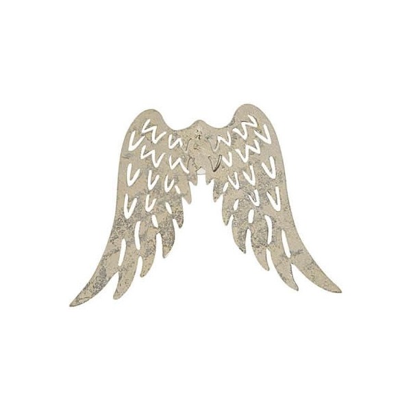 Alas de angel en metal,  60x75mm, plata, 6pz