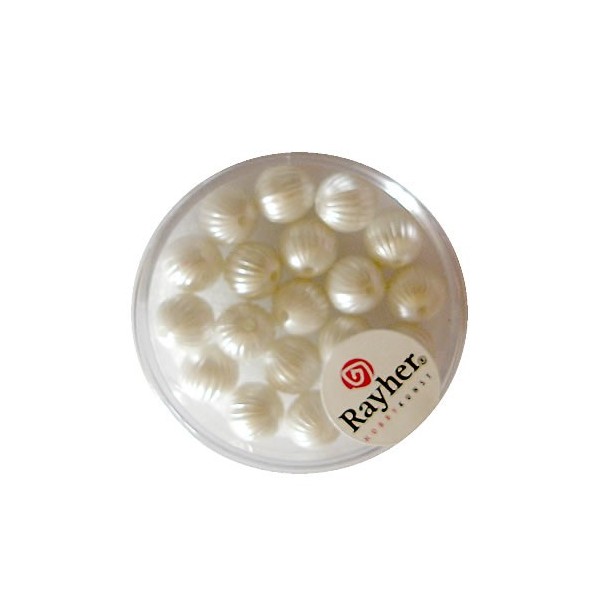 Perles rondes avec rainures, 8mm, 18 pièces
