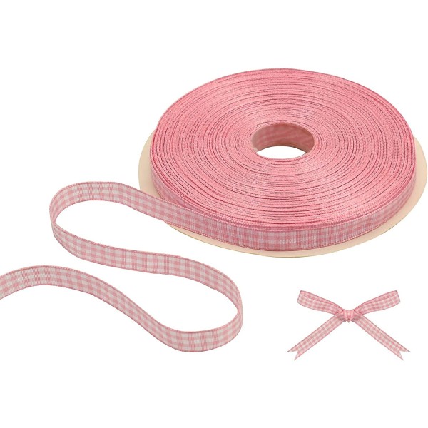 Ribbon vichy pink, 10mm/20m