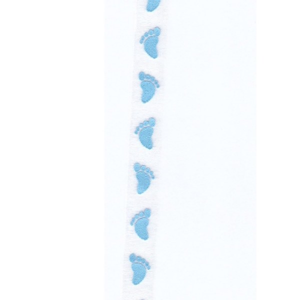 Ruban pieds de bébé bleu, 10mm/20m