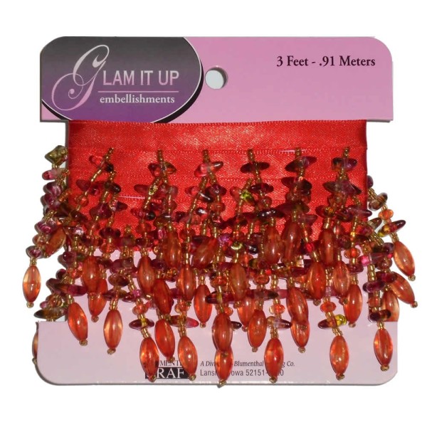 Decorative border red-gold beads, 0.91m