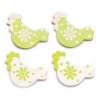 Wooden hens, white/green, 3cm, 9 pcs