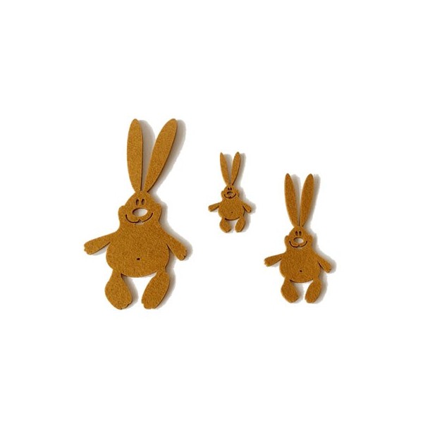 Felt rabbits, brown, 9 pcs