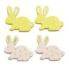 Wooden rabbits, white/green, 3cm, 9 pcs