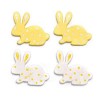 Wooden rabbits, white/yellow, 3cm, 9 pcs