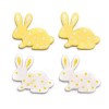 Wooden rabbits, white/yellow, 3cm, 9 pcs