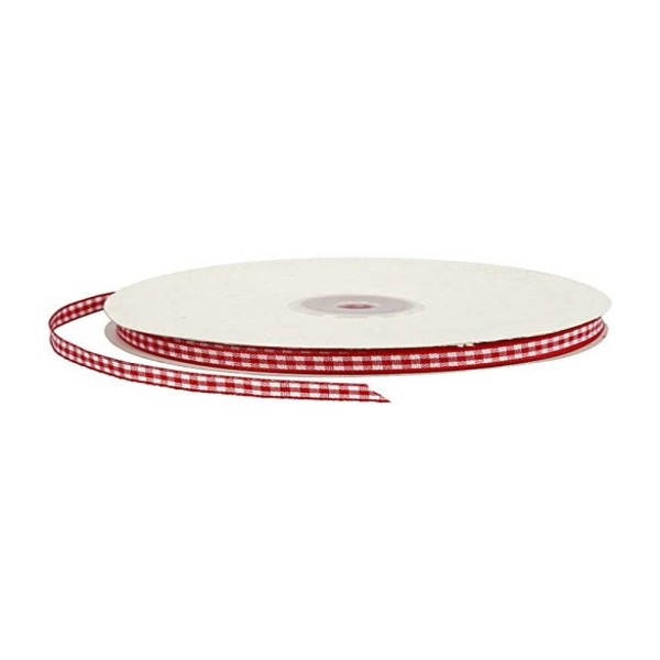 Ribbon vichy red, 5mm/2.5m