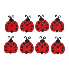 Mariquita de fieltro, 3cm, rojo/negro, 8 pzas