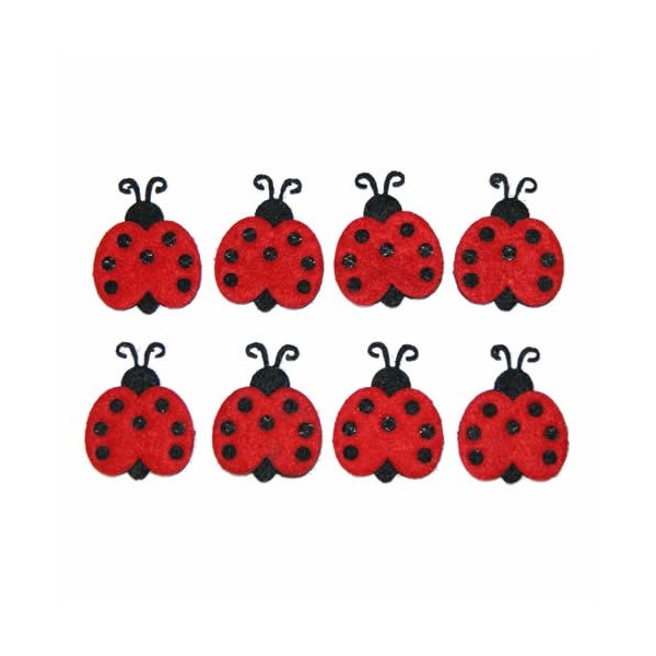 Felt ladybugs, black/red, 3cm, 8 pcs