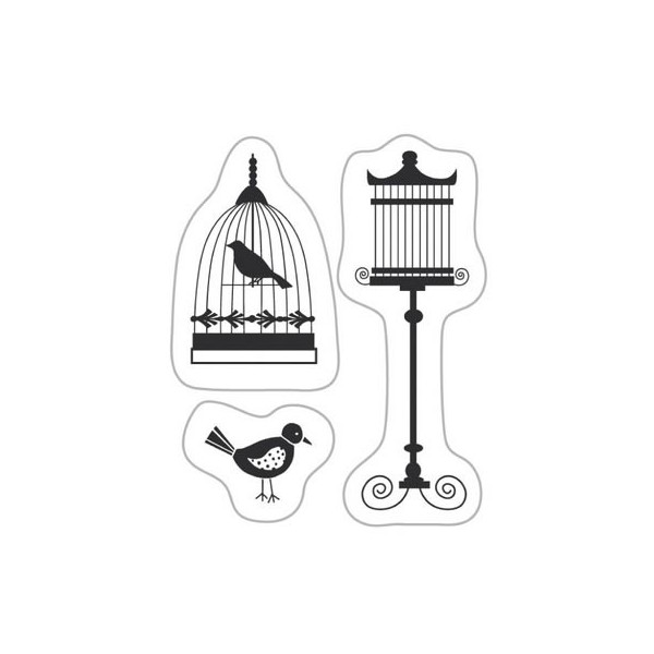 Clear stamp - Birds with cage