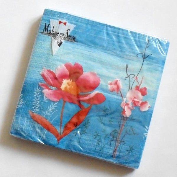 Serviette Indo China Lagoon blau, 1 Paket / 20 Stk