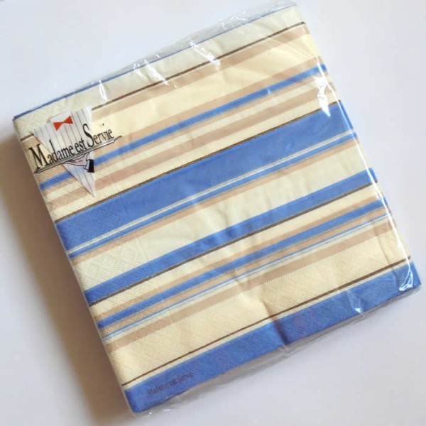 Serviettes Stripes Aqua, 1 paquet/20 pcs