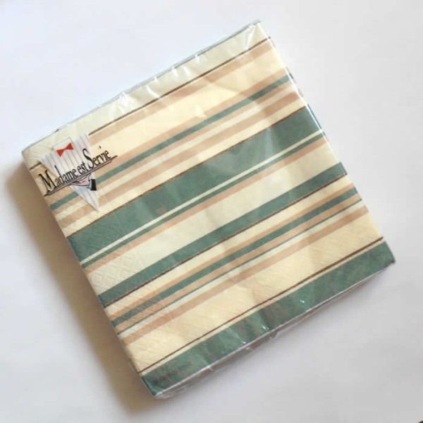 Serviette Stripes Almond, 1 Paket / 20 Stk